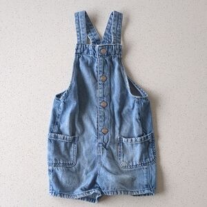 H&M Light Blue Denim Kids Overalls, Button Front, Adjustable Straps
